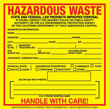 Custom Hazardous Waste Decal