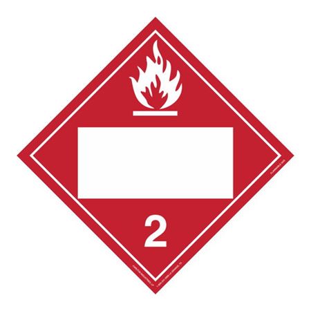 Class 2 - Flammable Gas - Removable Adhesive 10 3/4 x 10 3/4