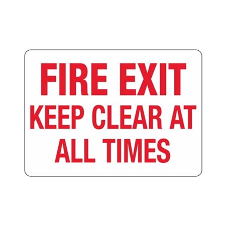 Fire Exit Keep Clear At All Times - Vinyl Marker 10"