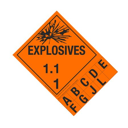 Class 1 Explosives Placard - 1.1 Handy Tab