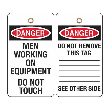 Danger Men Working On Equipment Do Not Touch Tag