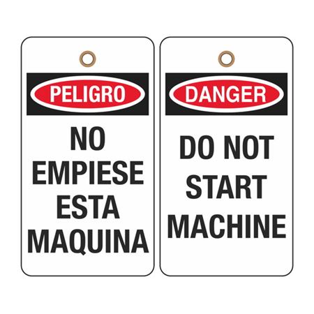 Danger Do Not Start Machine (Bilingual) Tag