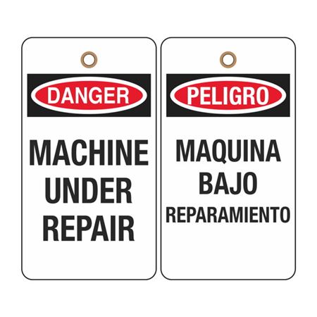 Danger Machine Under Repair Tag (Bilingual)