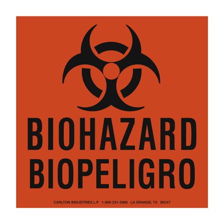 Bilingual Warning Labels - Biohazard Biopeligro 6 x 6