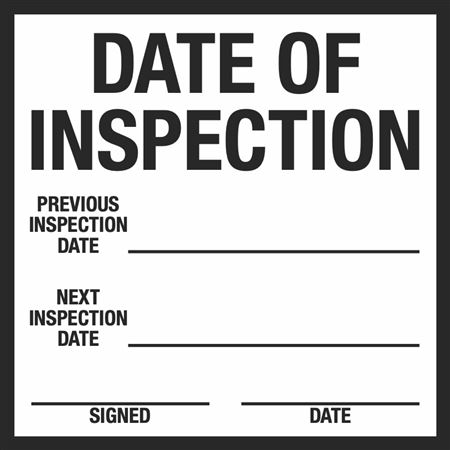 Date of Inspection Vinyl Label
6 x 6