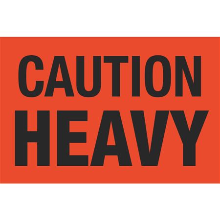 Caution Heavy - Fluorescent Shipping Label
