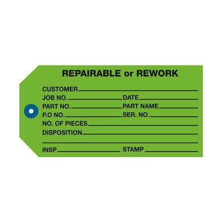 Repairable Or Rework Repair Tag - Green