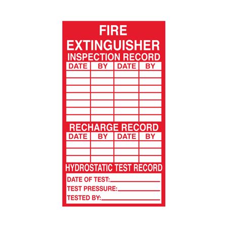 Fire Extinguisher Inspection Record - Decal
