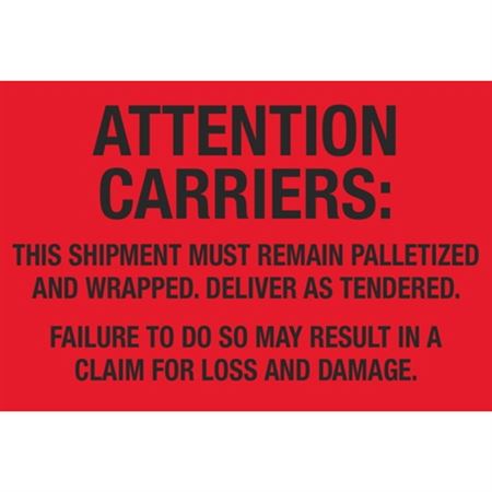 Attention Carriers:  Shipment Must Remain Palletized - 4 x 6