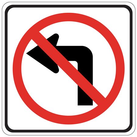 No Left Turn (Graphic)  Engineer Grade Reflective Sign 24"x24"