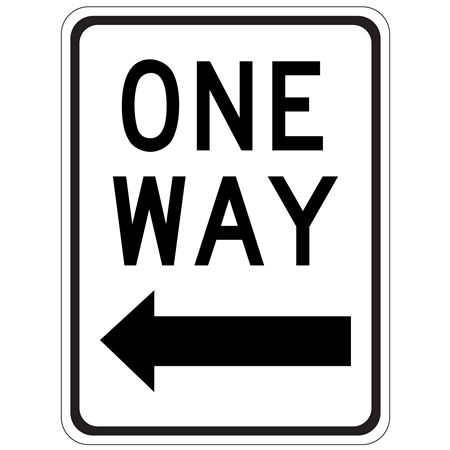 One Way (Left Arrow) - Engineer Grade Reflective 18" x 24"