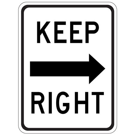 Keep Right (Arrow Graphic) - 18" x 24"