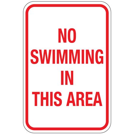 No Swimming In This Area Sign 12"x18"