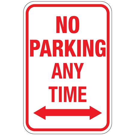 No Parking Any Time (Double Arrow Graphic) Sign 12" x 18"