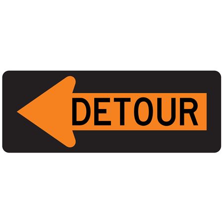 Detour (Left Arrow) Sign 18"x48"