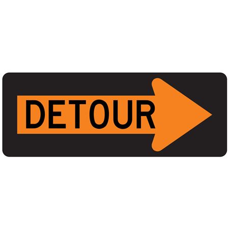 Detour (Right Arrow) Sign 18"x48"