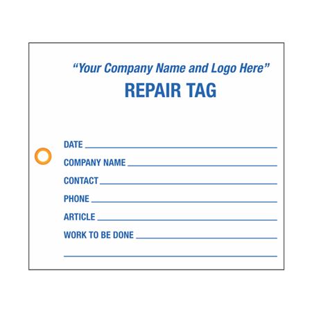 Custom Repair Tag - 4.5" x 4"