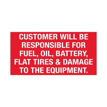 Customer Will Be Responsible For - Service Decal