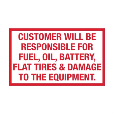 Customer Will Be Responsible Decal - 3 x 5