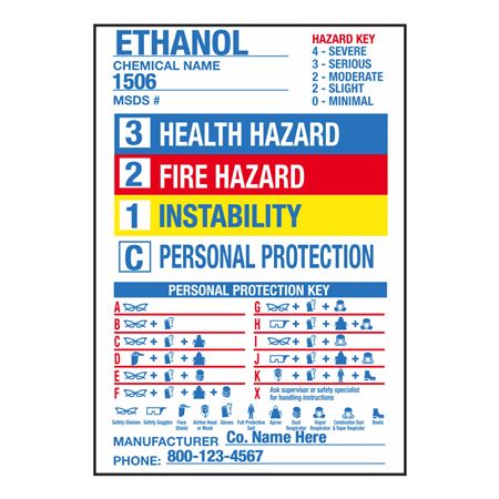 Chemical Hazard Labels - Custom Pre-printed Roll/250 - 4 1/2 x 6 1/2