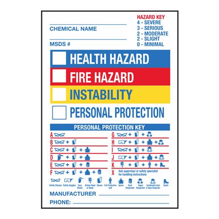 Chemical Hazard Labels - 4 1/2 x 6 1/2
