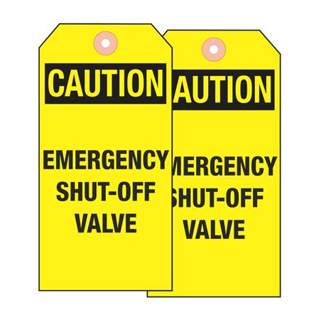 Caution Emergency Shut-Off Valve Tag- Cardstock