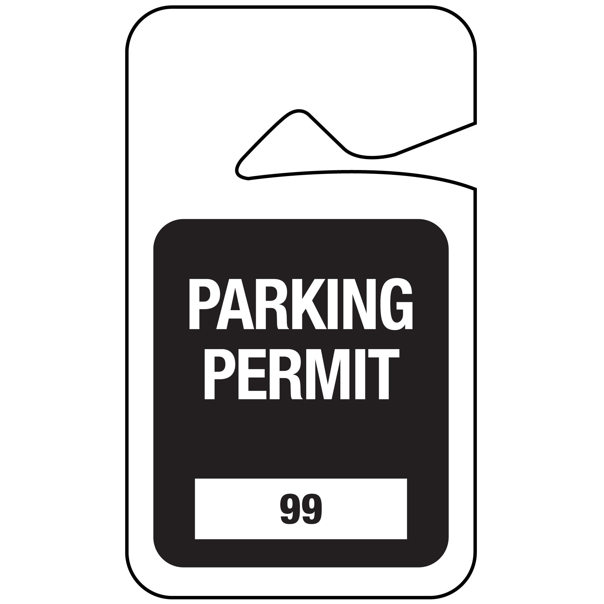 Stock Numbered Rearview Mirror Parking Permit Hanging Tags 2 7/8x4 7/8