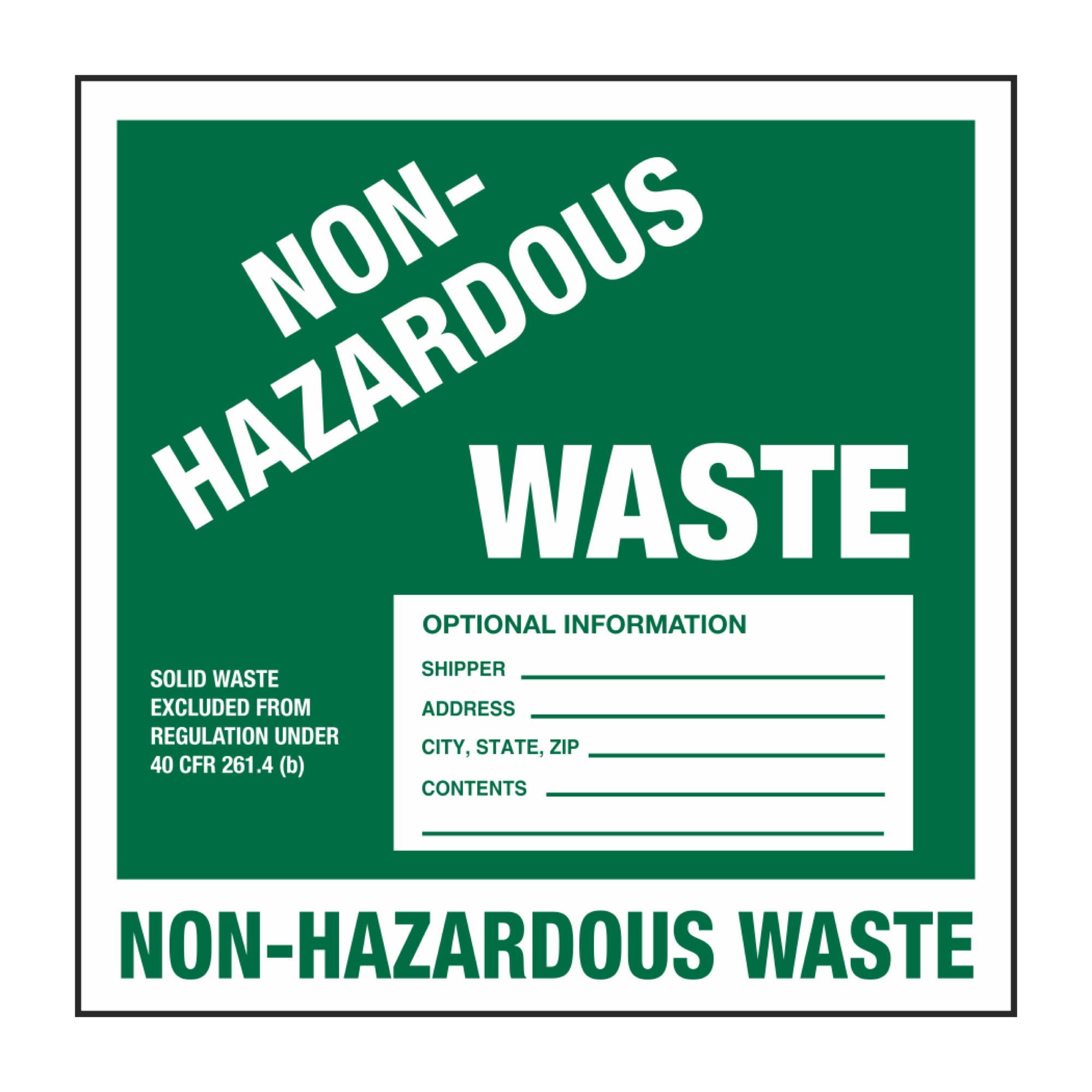 Pin Fed HazMat Labels NonHazardous Waste 6 x 6