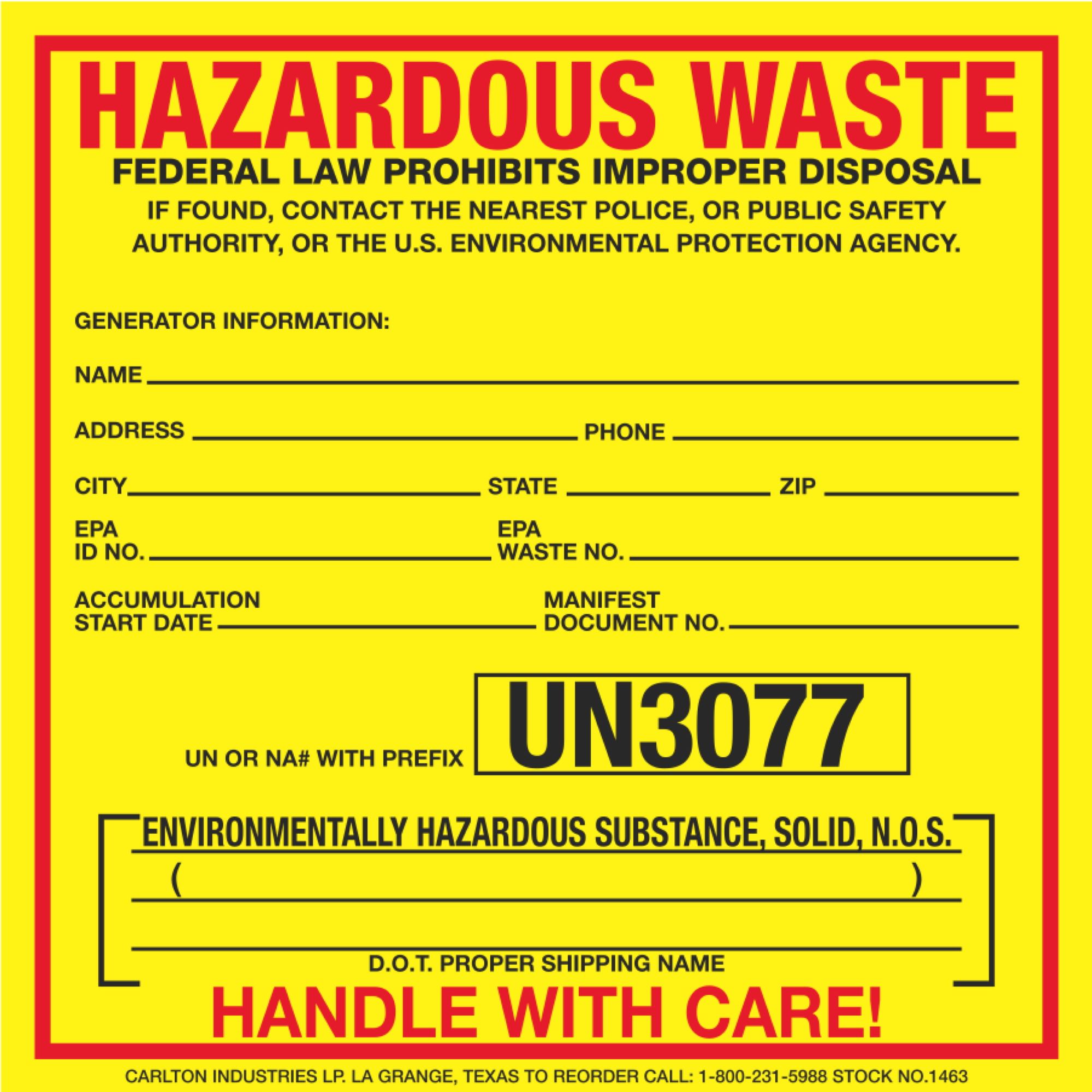 Exterior HazMat Decals Hazardous Waste Environmentally Hazardous