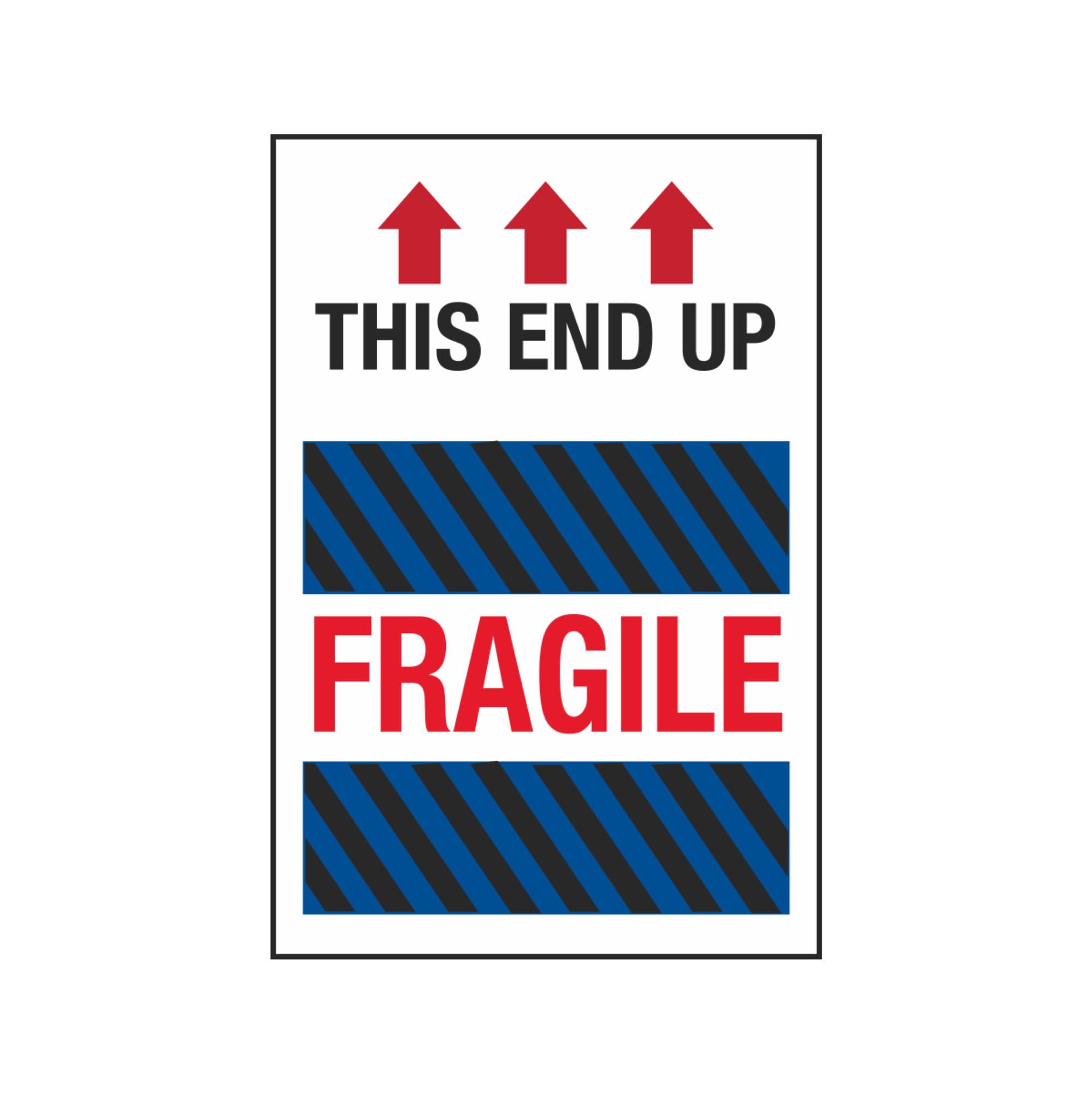 Fragile Labels This End Up Fragile (Blue/Black Stripes) 4 x 6