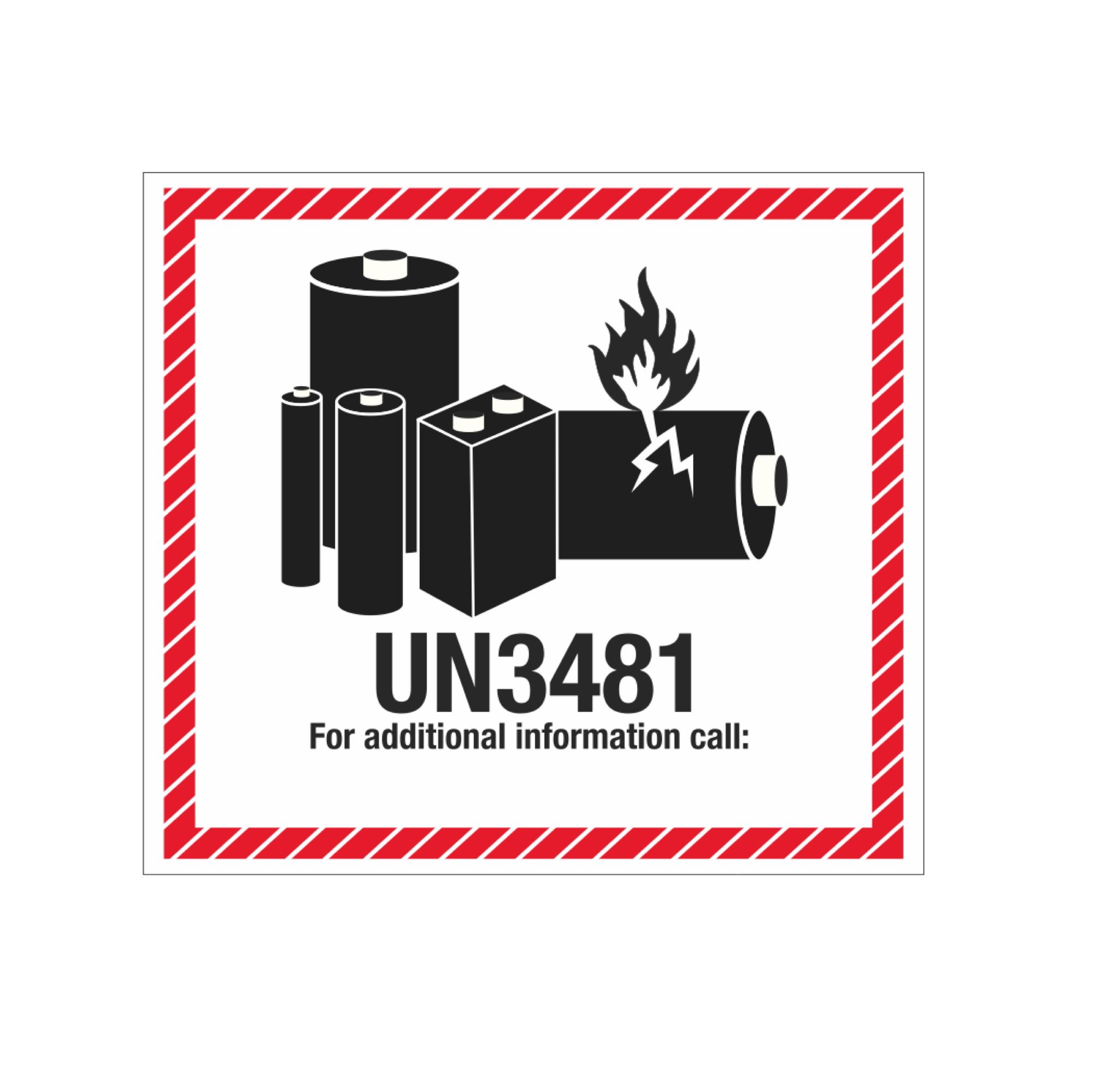 Lithium Battery Shipping Labels UN3481 Lithium Battery Marking Label