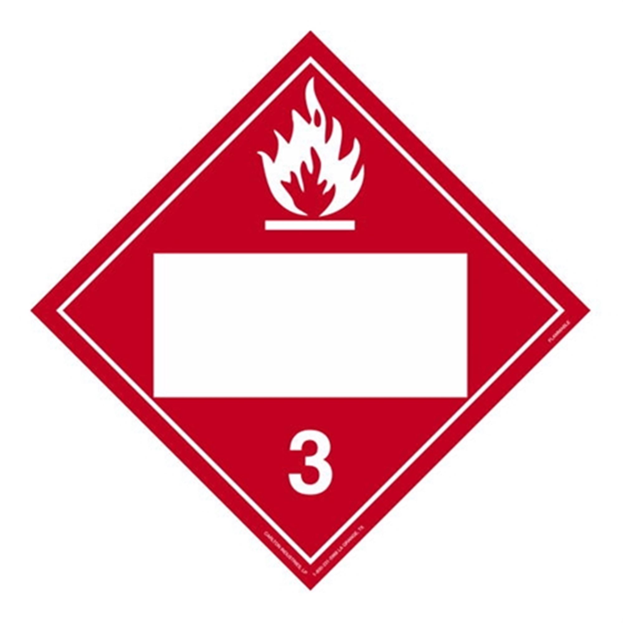 Class 3 Flammable Liquid Blank Poly Blend 10 3/4 x 10 3/4