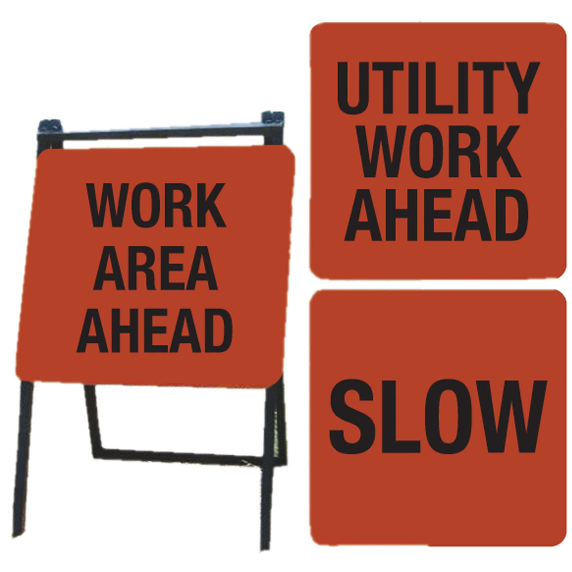 AFrame Sign Kit WORK AREA AHEAD, UTILITY WORK AHEAD, SLOW Carlton