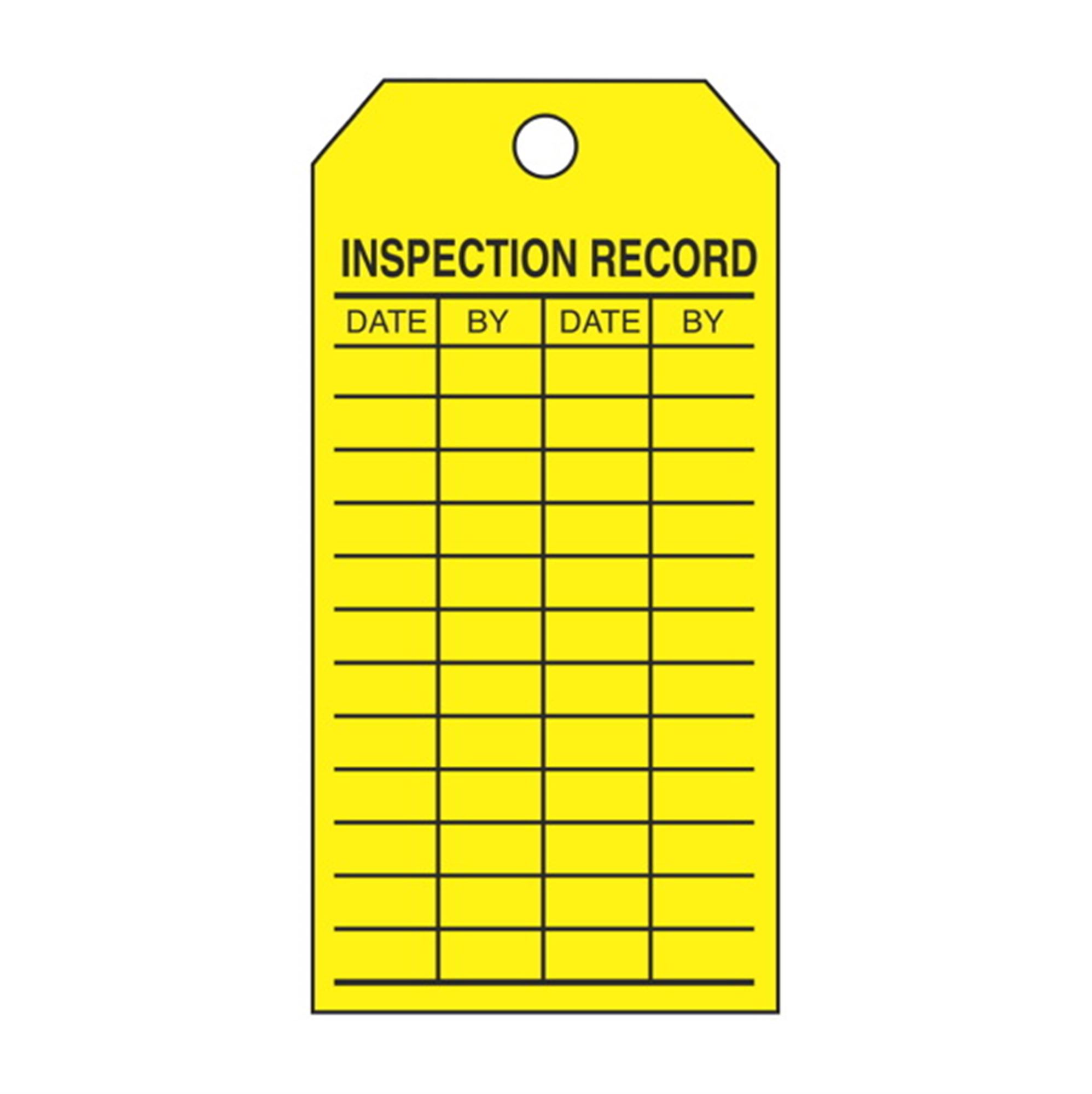 SingleSided Inspection Tags Inspection Record Yellow Vinyl 3 1/8