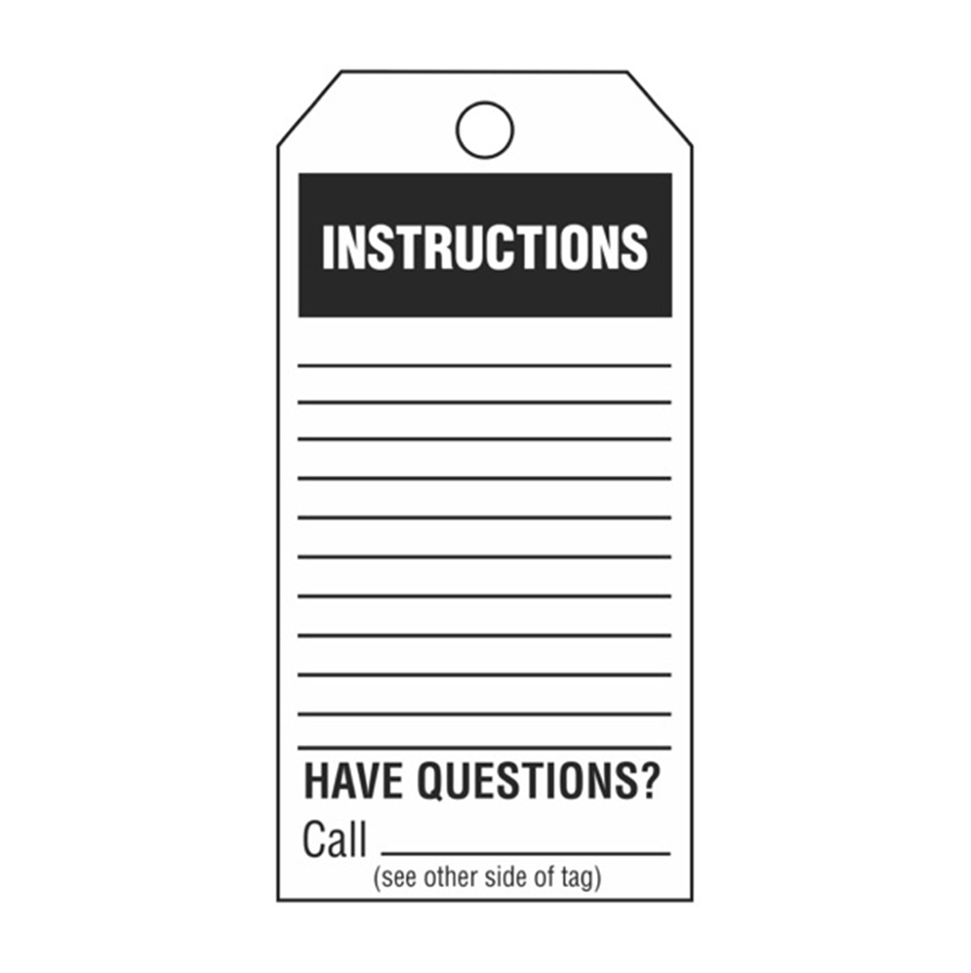 SingleSided Inspection Tags Instructions Black Cardstock 2.875 x 5