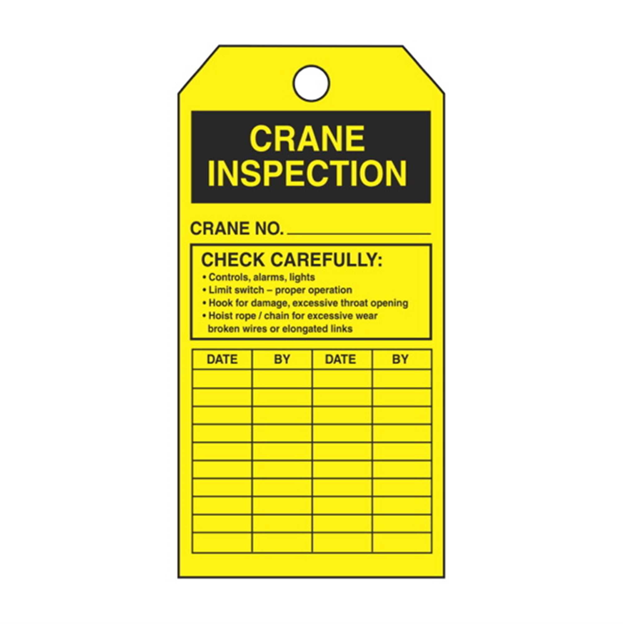 SingleSided Inspection Tags Crane Inspection Yellow Cardstock 2.