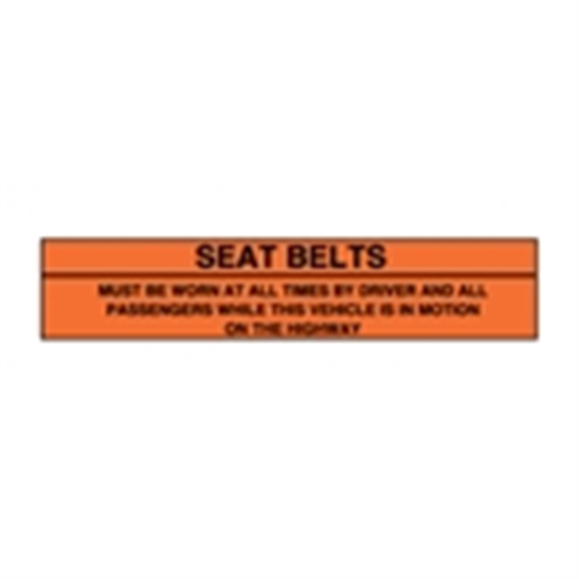 Seat Belt Decals Seat Belts Must Be Worn At All Times 5 x 1 Carlton