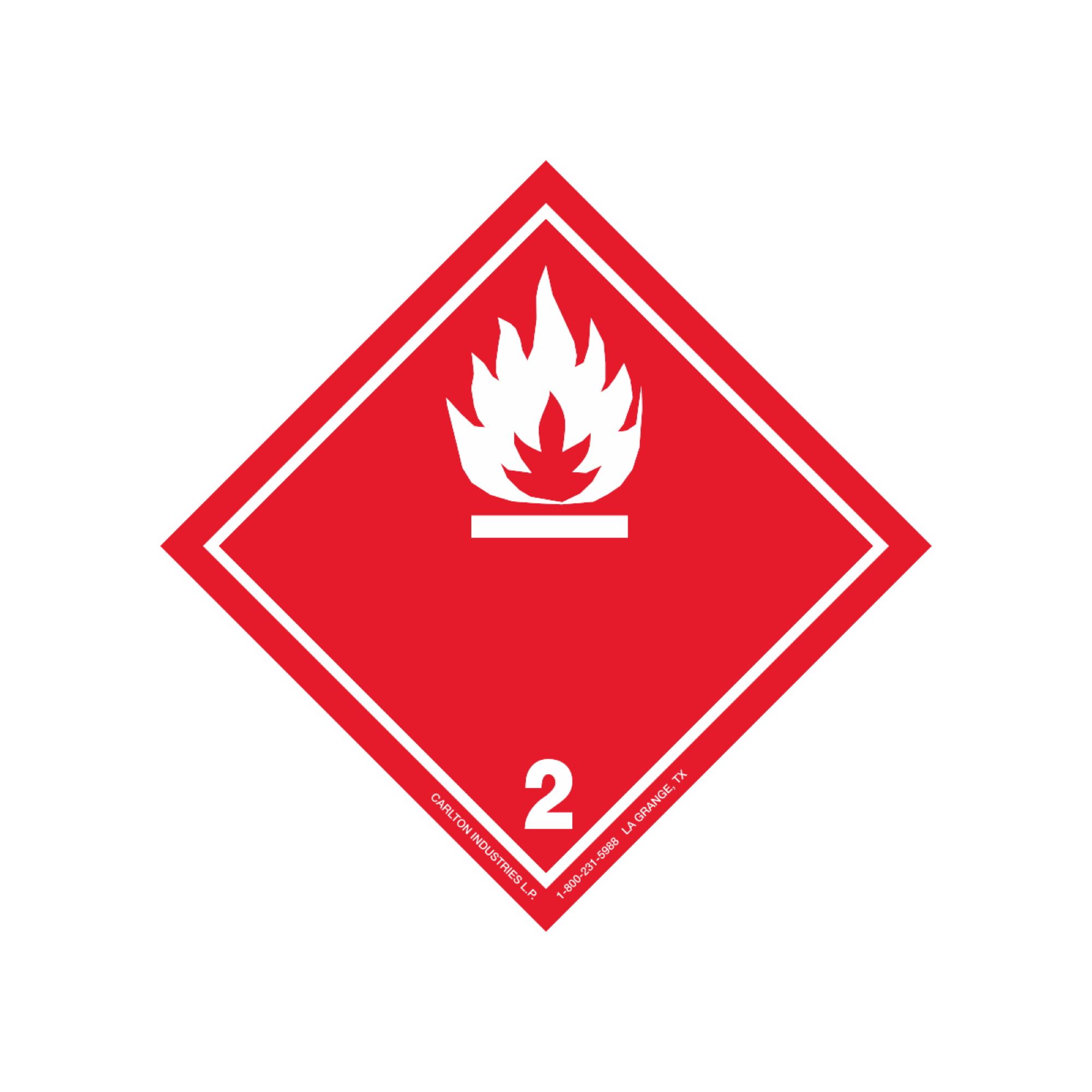 GHS Class 2 Flammable Gas Label Transport Pictogram 2 Inch