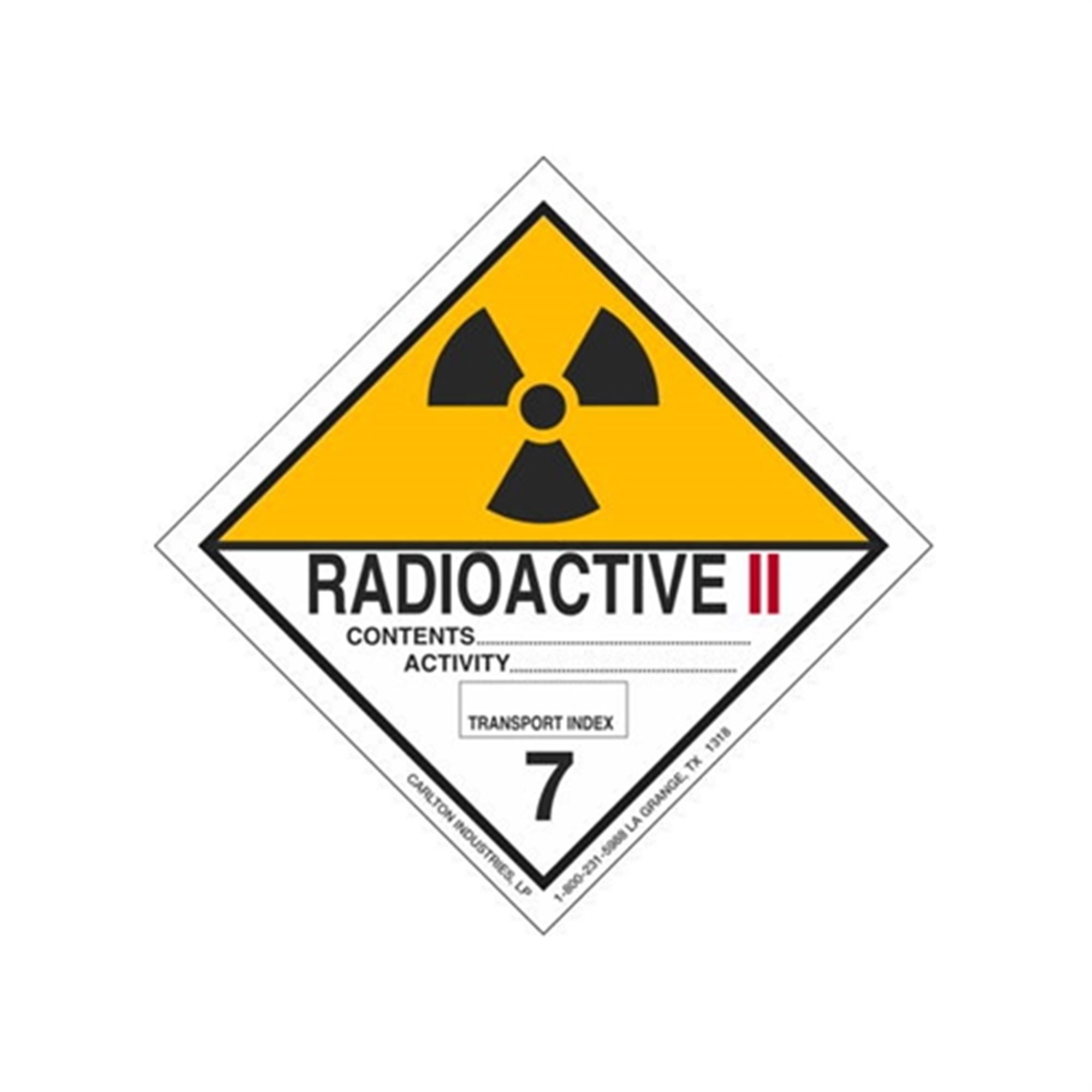Radioactive II Shipping Label Carlton Industries