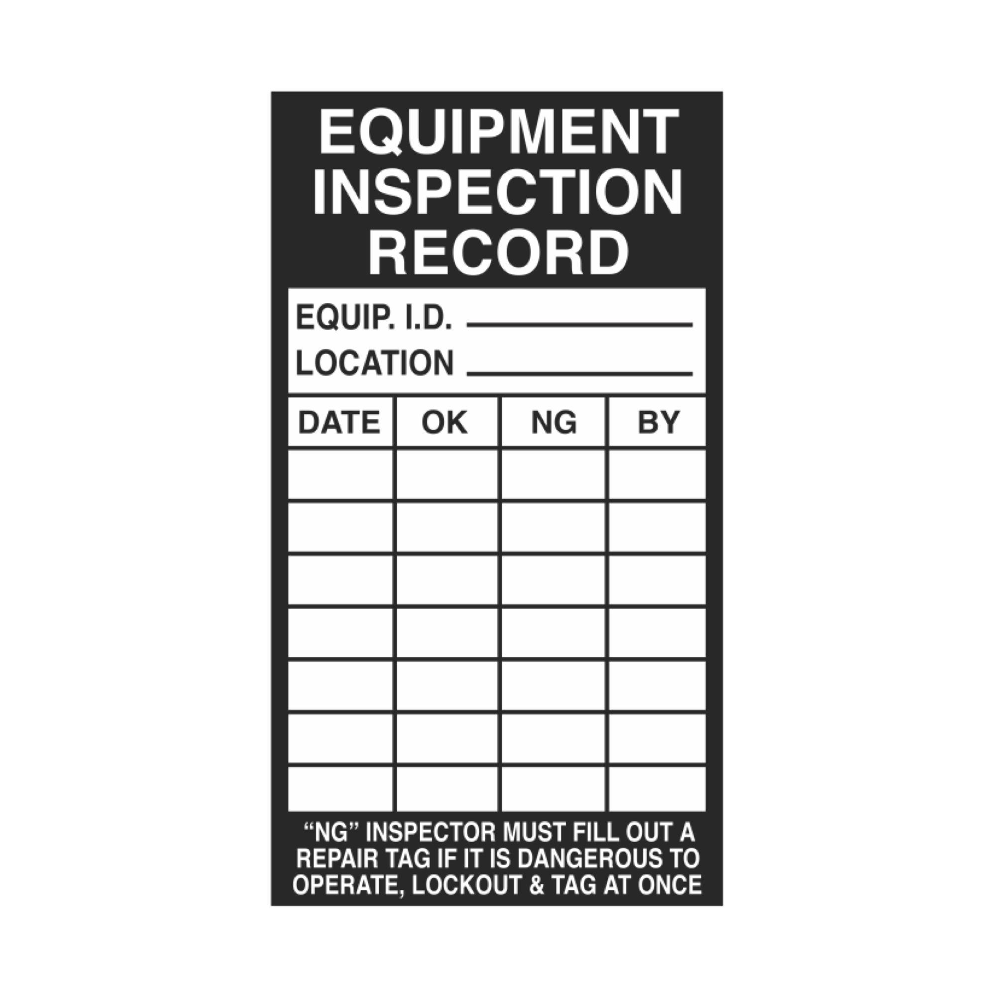 Inspection Service Record Decals Equipment Inspection Record 2.5 x 4.5 Carlton Industries