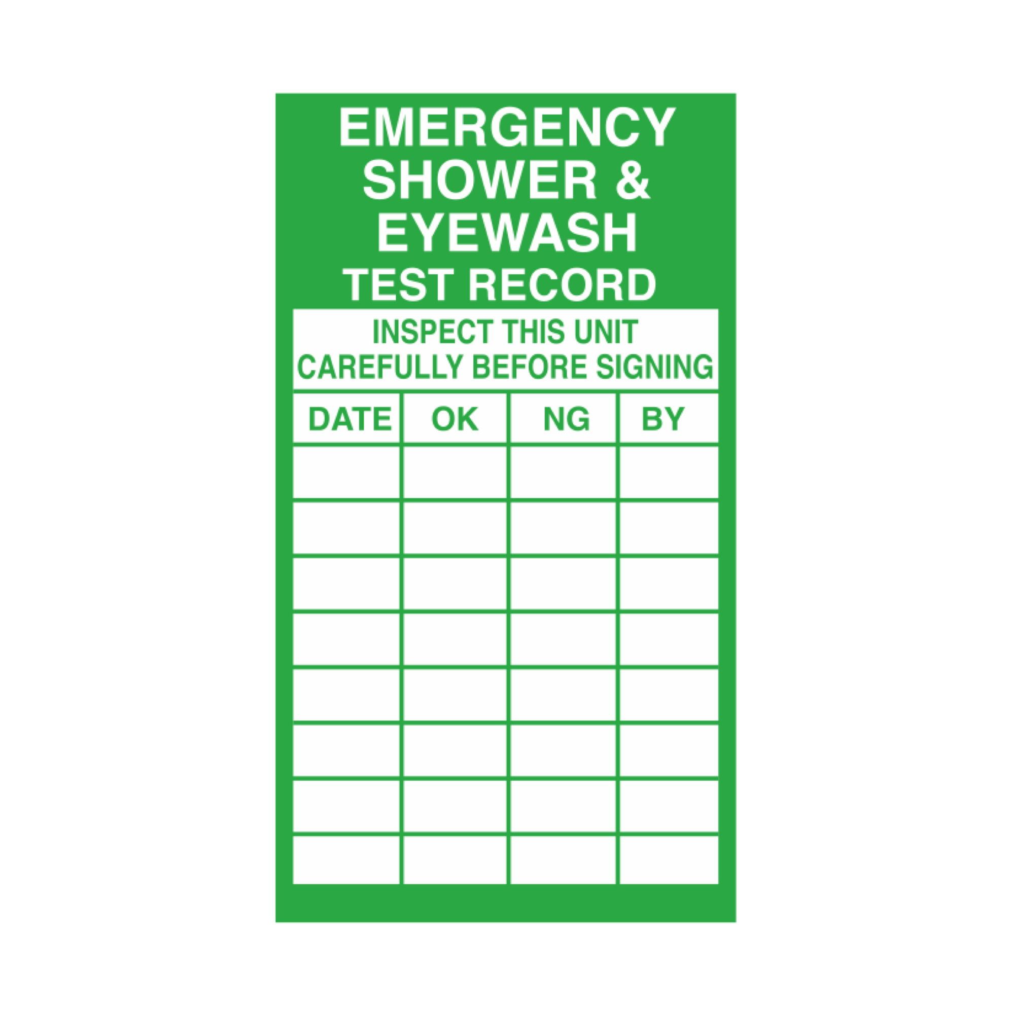 Emergency Shower & Eyewash Test Record 2 1/2 x 4 1/2 Carlton Industries