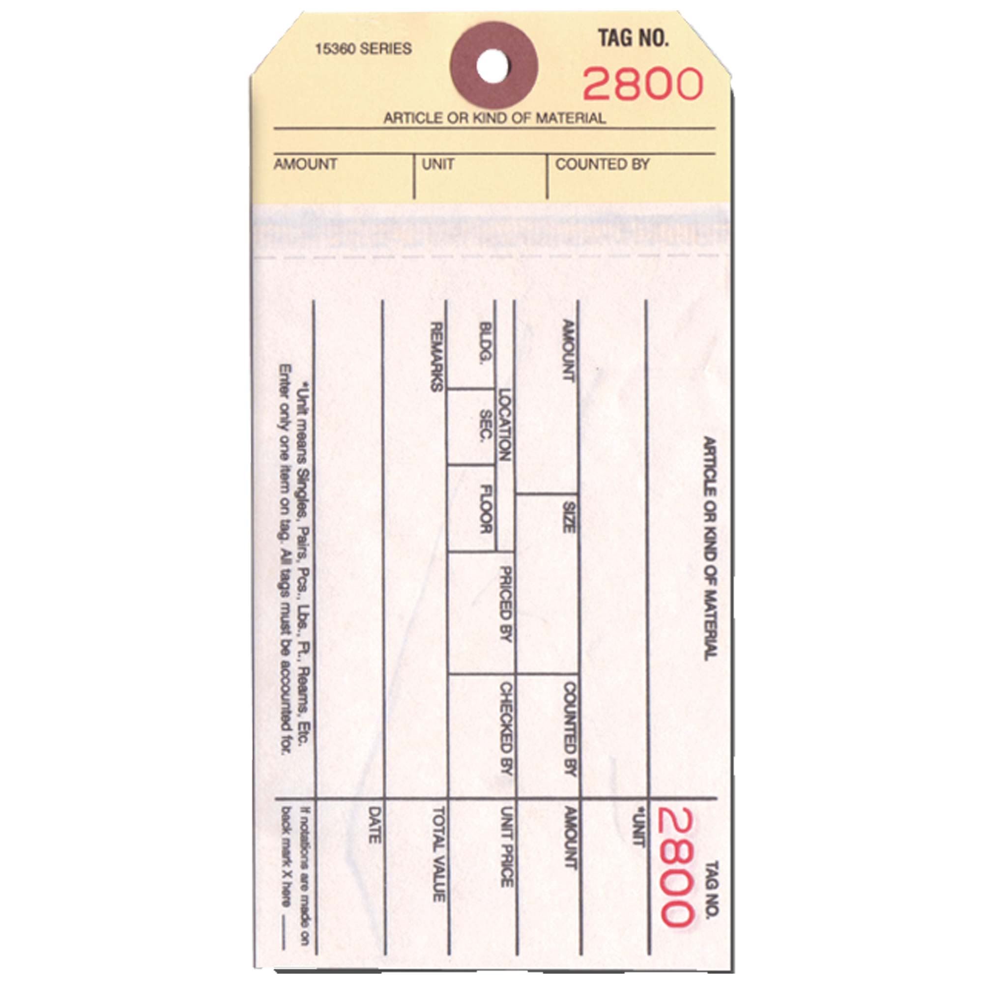 Multi-Part Inventory Tags - Perforated w/2 Parts | Carlton Industries