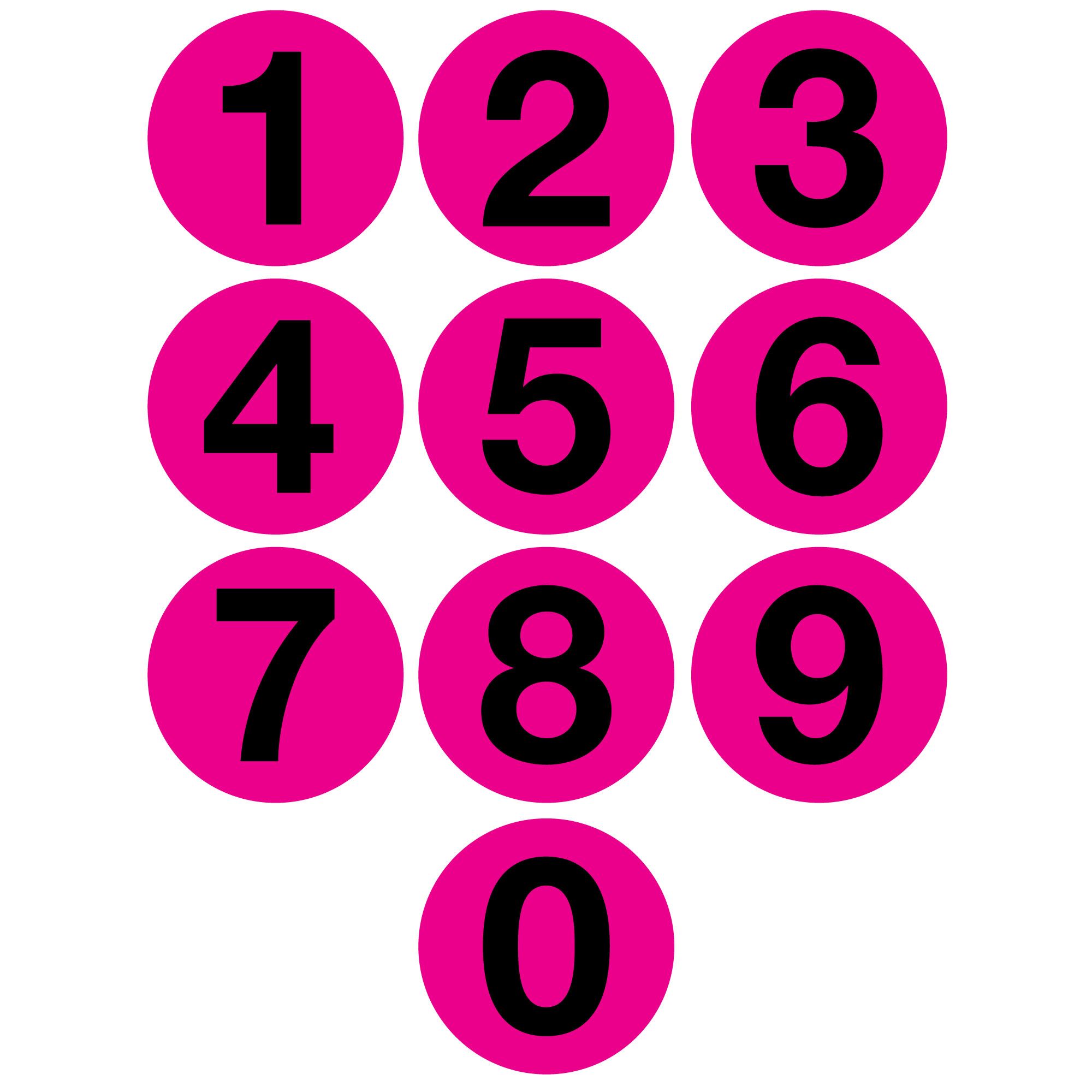 Jumbo Number Printed Labels 4" Pink Carlton Industries
