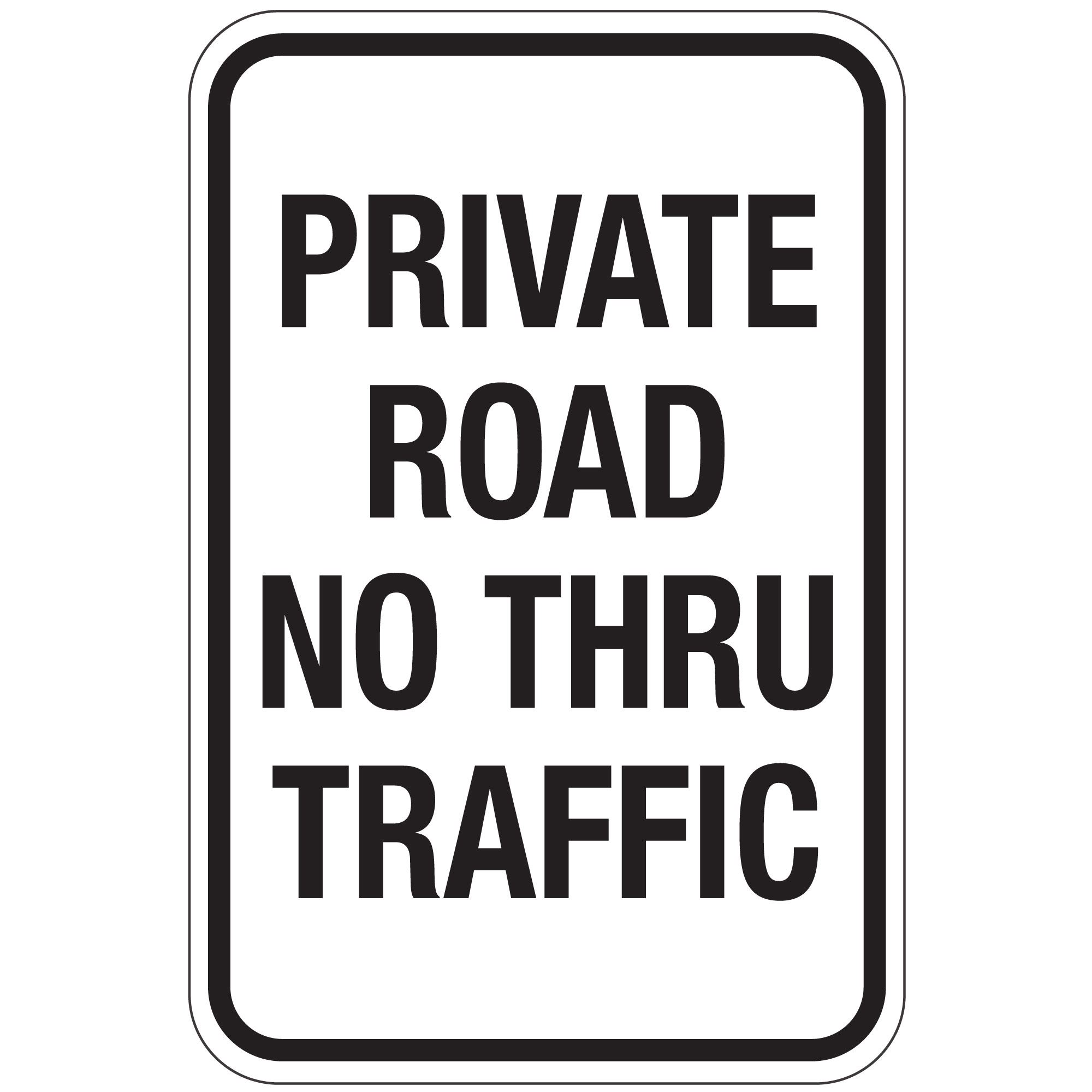 Schild 'Private Road No Thru Traffic' – 30,5x45,7 Cm, Reflektierend, Aluminium, Für Einfahrt & Grundstück