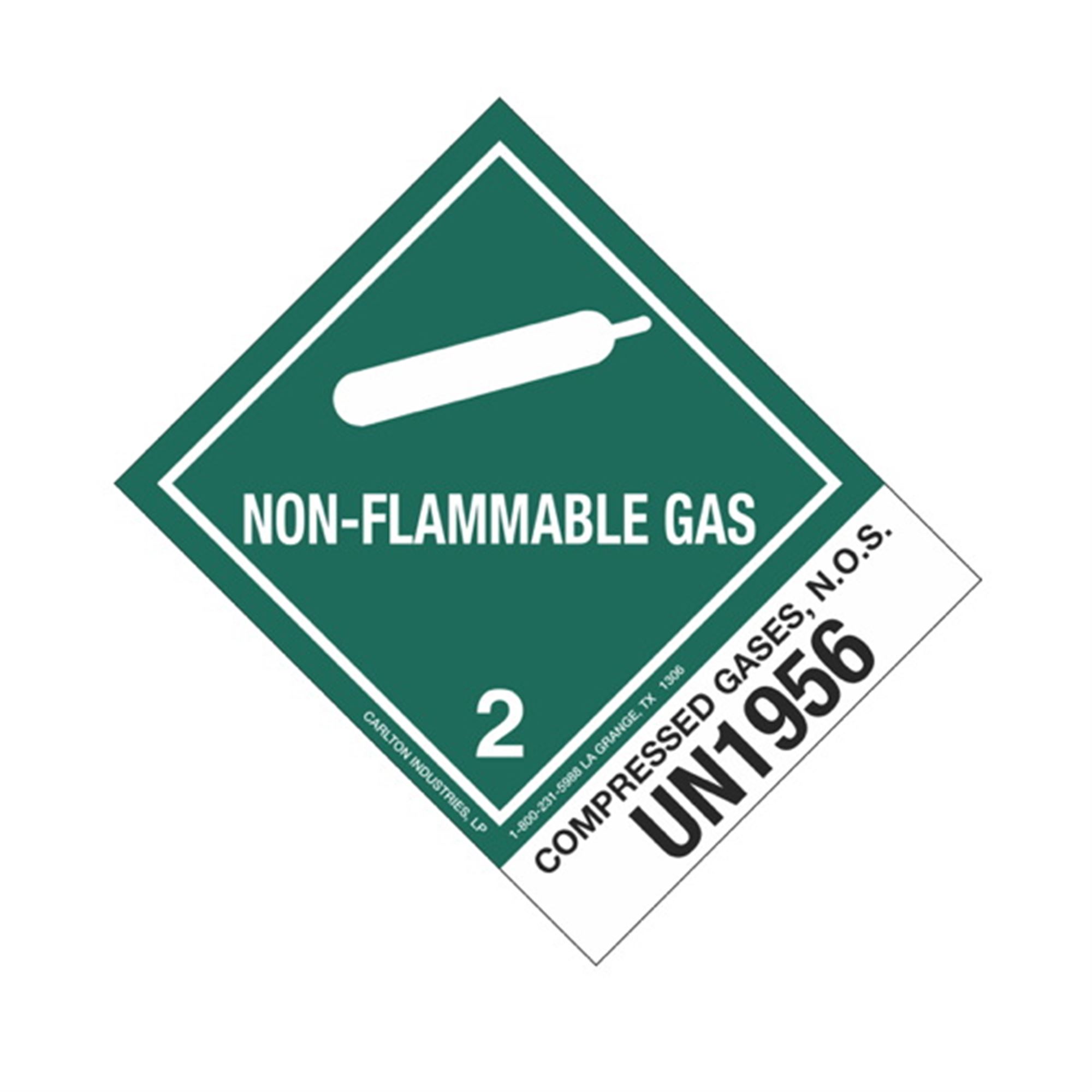 Hazmat Shipping Labels Compressed Gases, N.O.S. UN1956 Non Flam. Gas 4x5