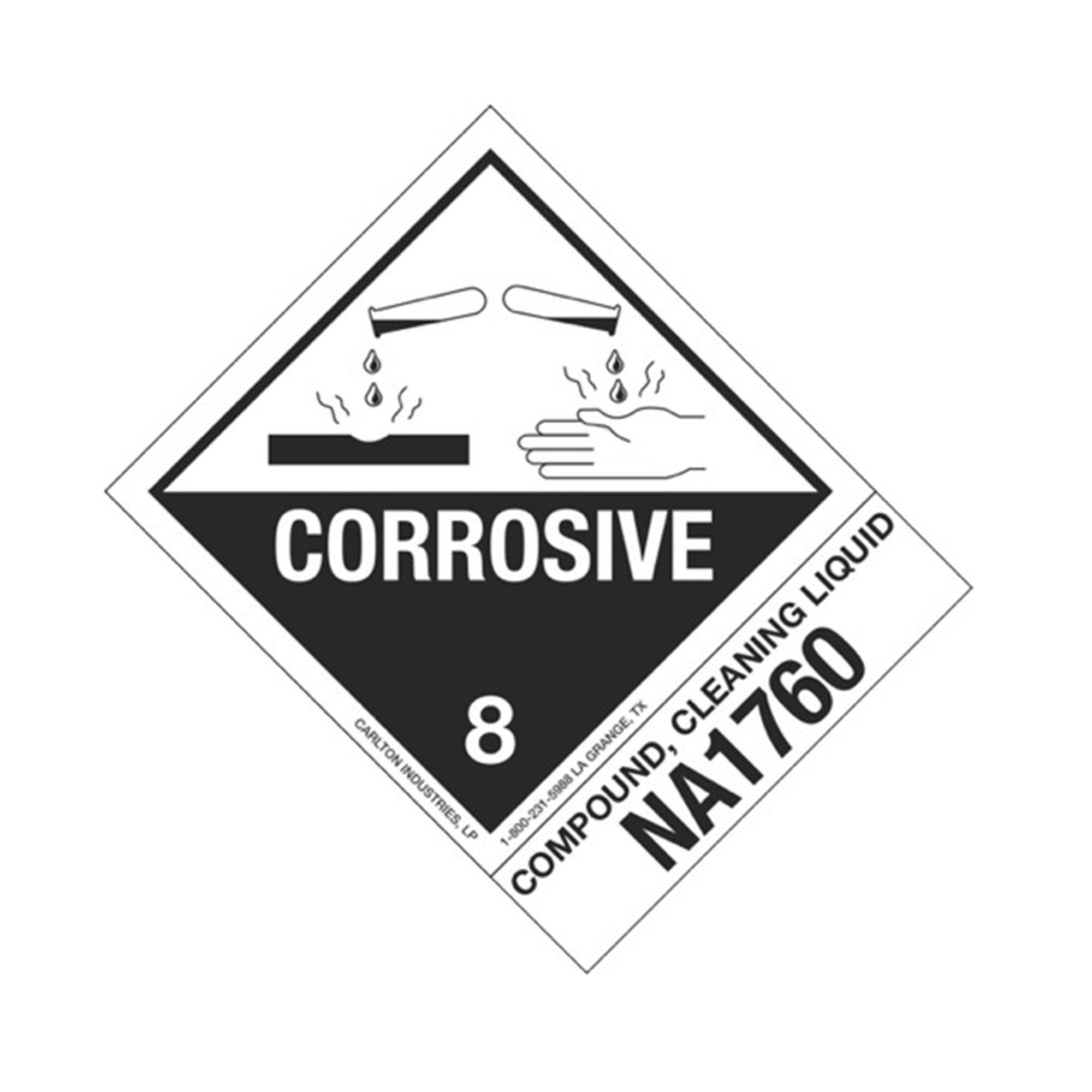 Hazmat Shipping Labels Compound, Cleaning Liquid NA1760 Corrosive 4x5
