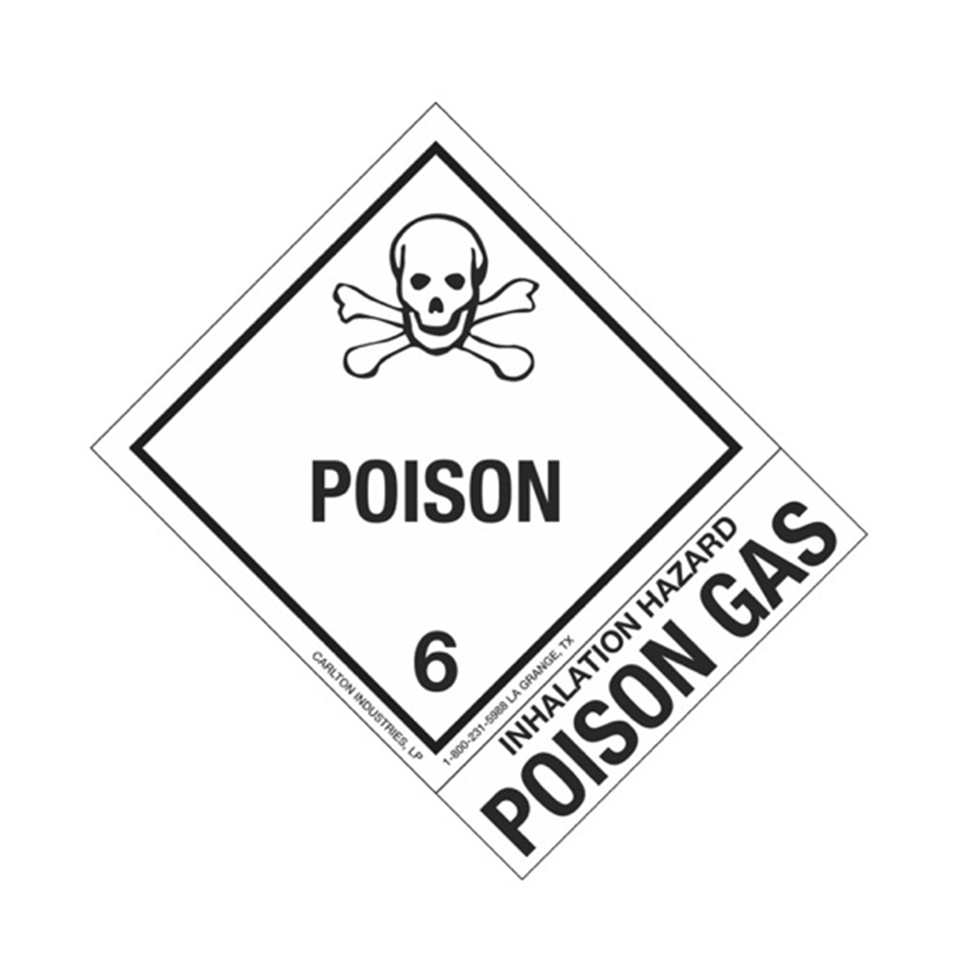 Hazmat Shipping Labels Inhalation Hazard Poison Gas Poison 4x5