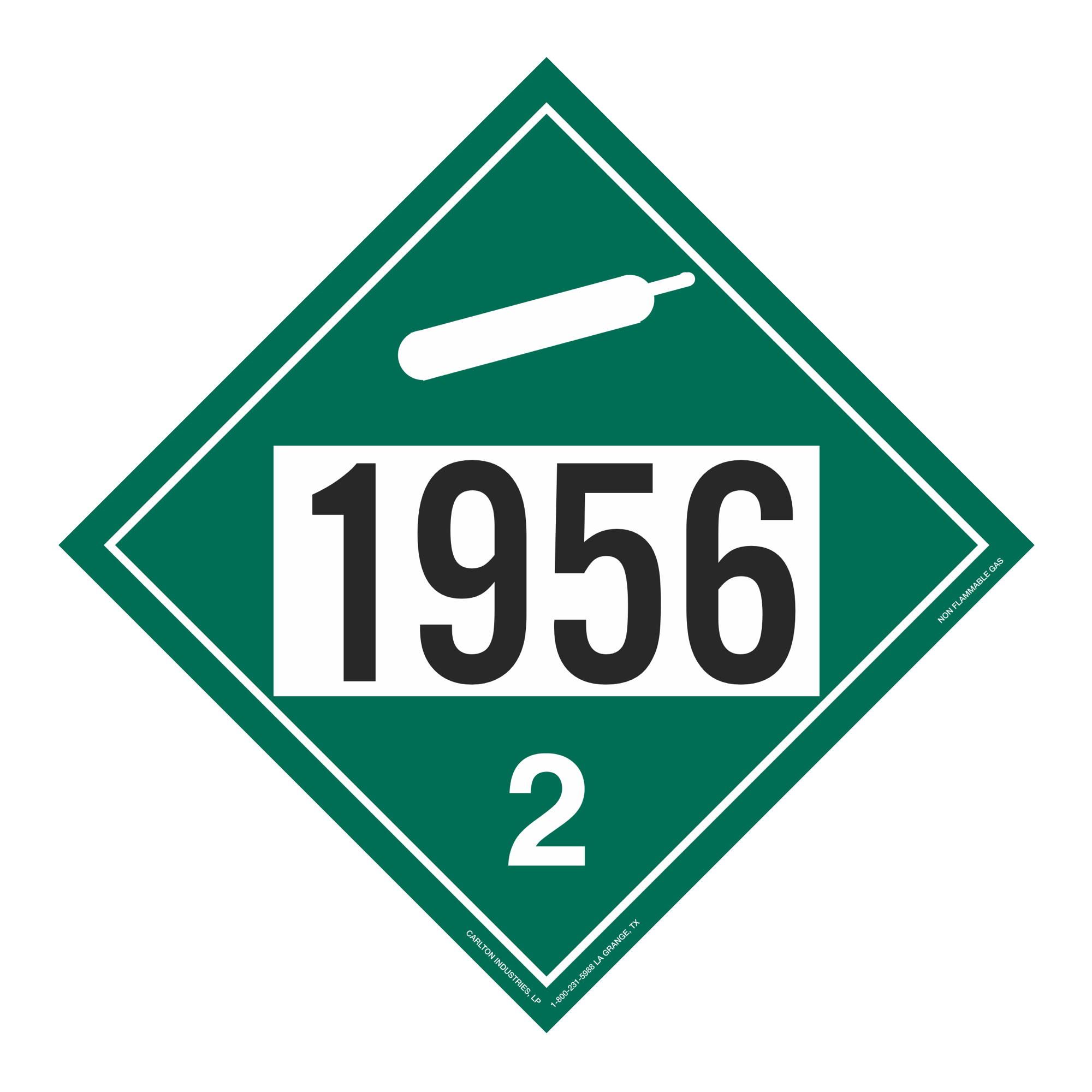 UN1956 NonFlammable Gas Stock Numbered Placard
