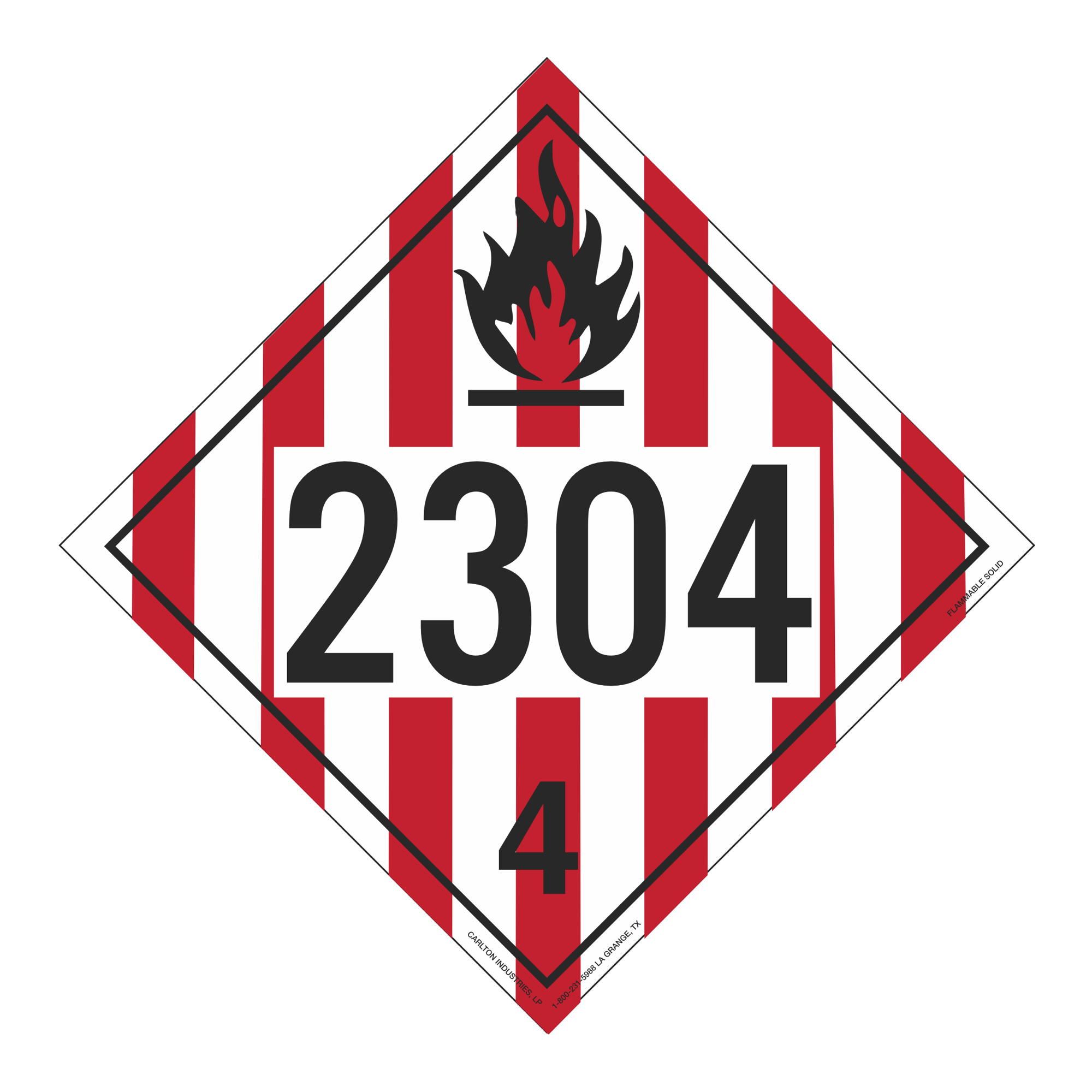 UN#2304 Flammable Solid Stock Numbered Placard | Carlton Industries