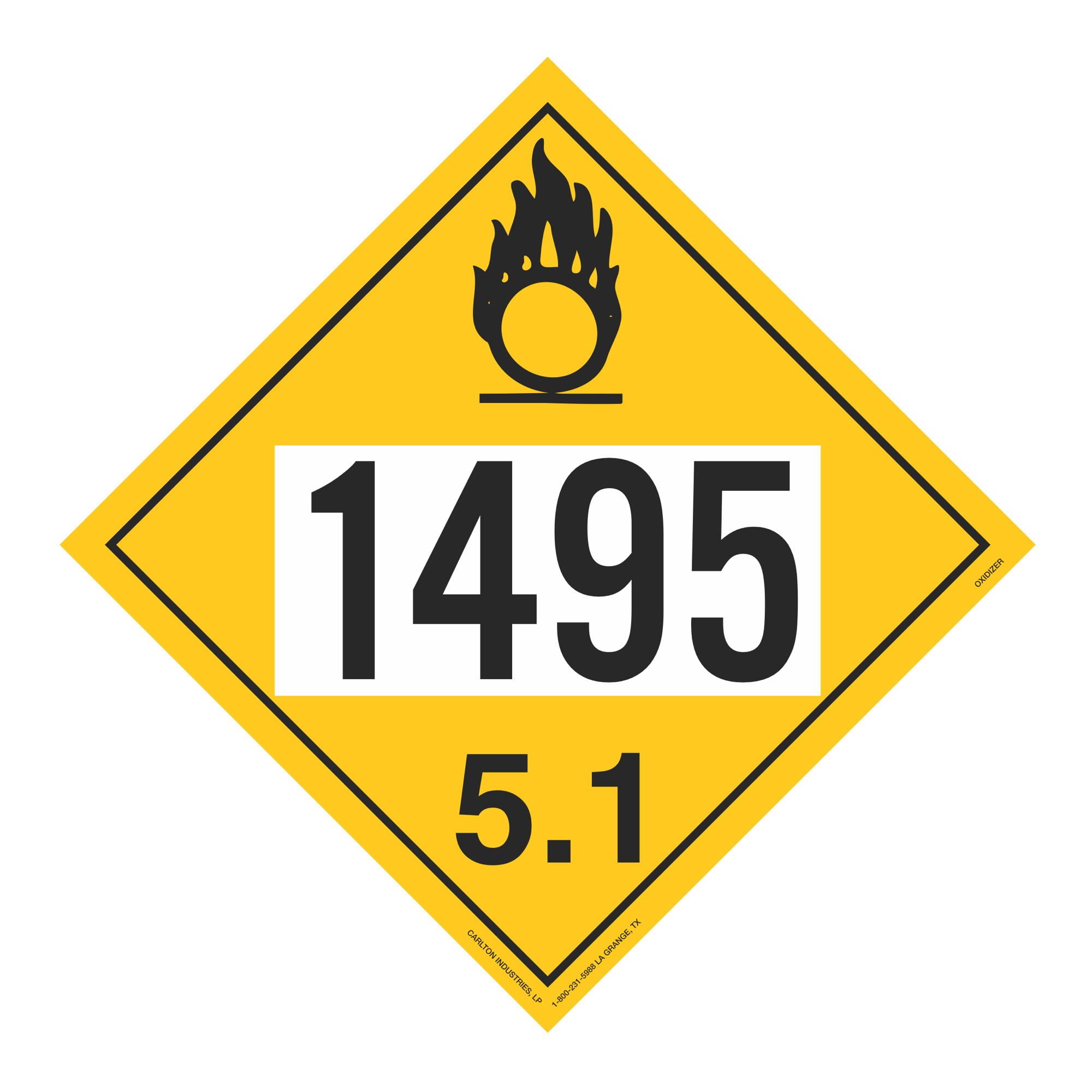 UN#1495 Oxidizer Numbered Placard | Carlton Industries